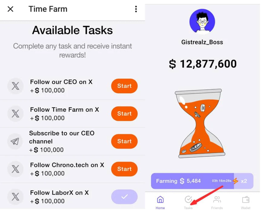 Time farm tasks 