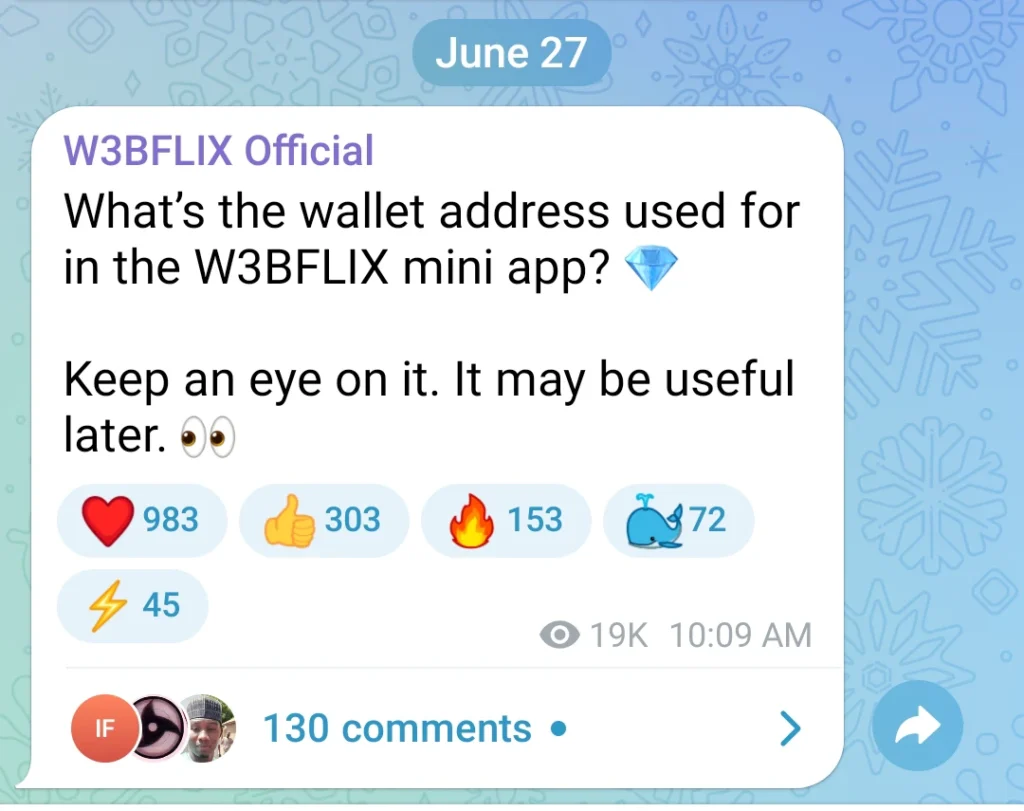 Information on w3bflix token launch date 