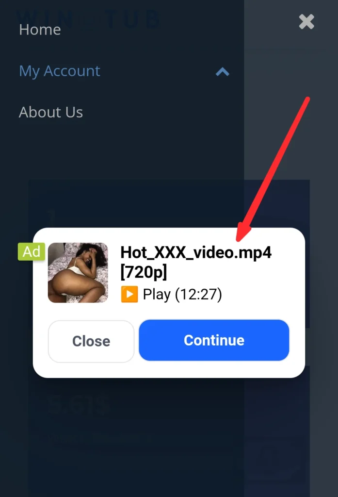 Spam ads on wintub.com 