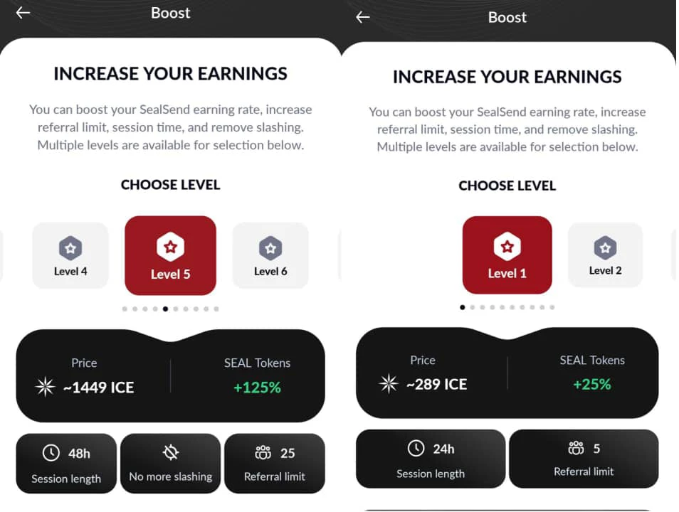 Sealsend boost feature 