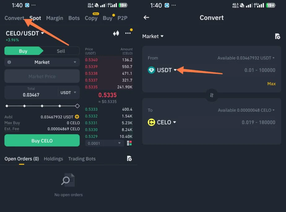 How to convert crypto assets on Binance 