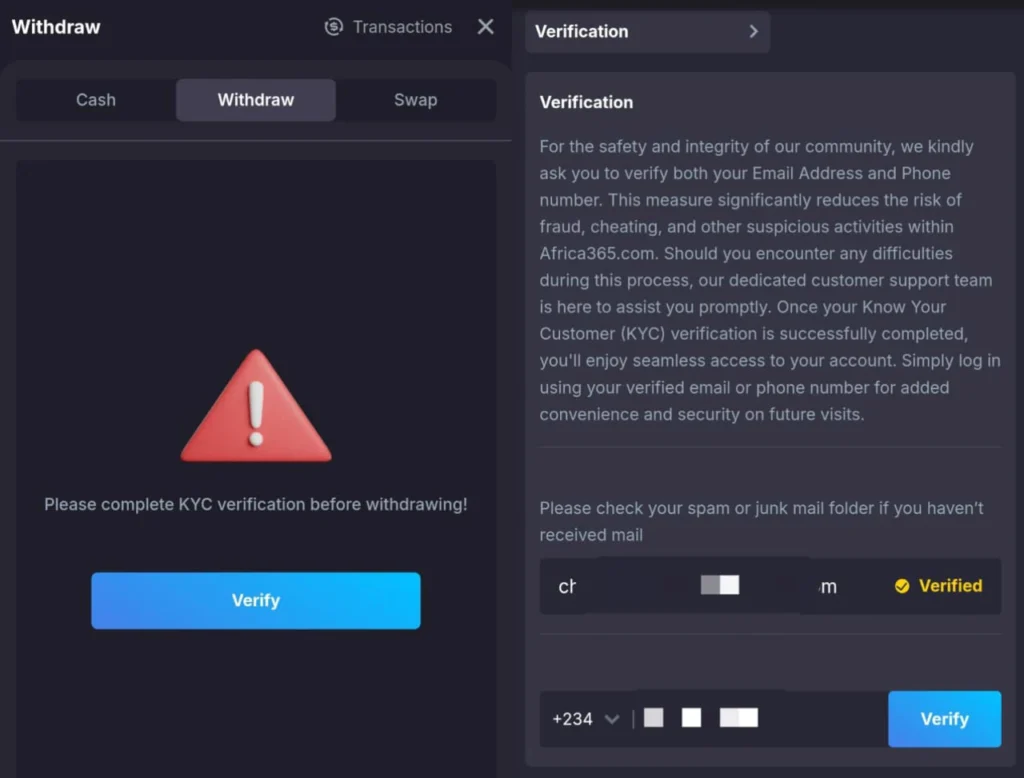 Africa365 KYC requirement 