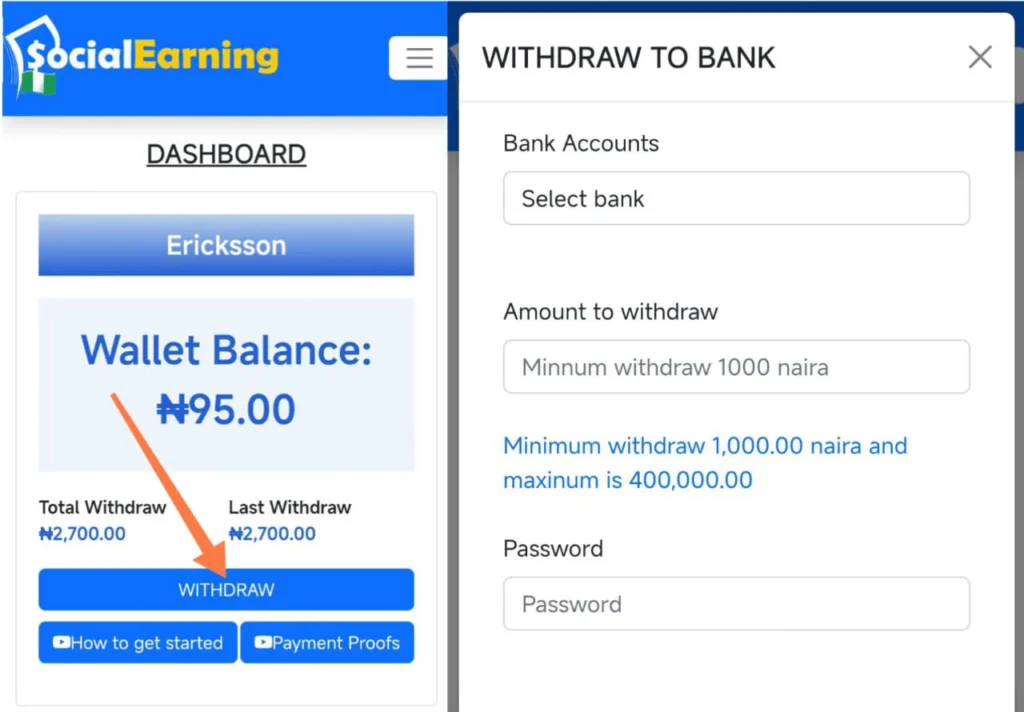 How to withdraw on SocialEarning 