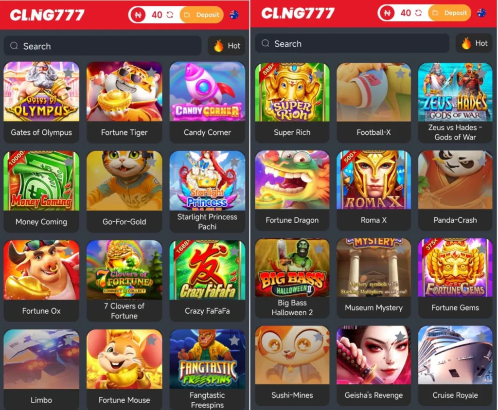 Casino games available on cl-ng777