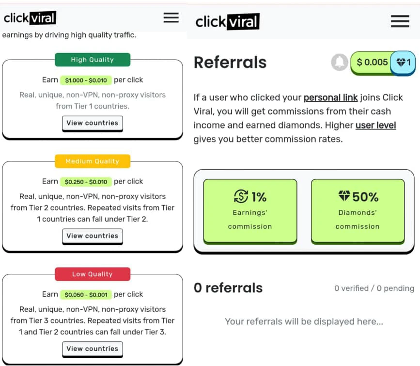 How clickviral referral rewards work 