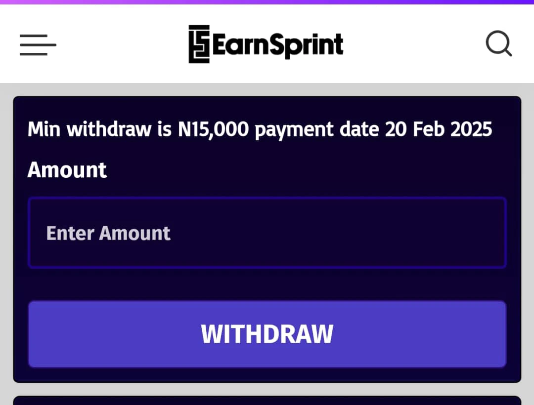 Earnsprint minimum withdrawal 