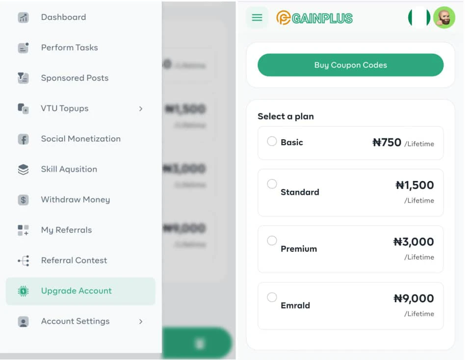 How to upgrade Gainplus account 