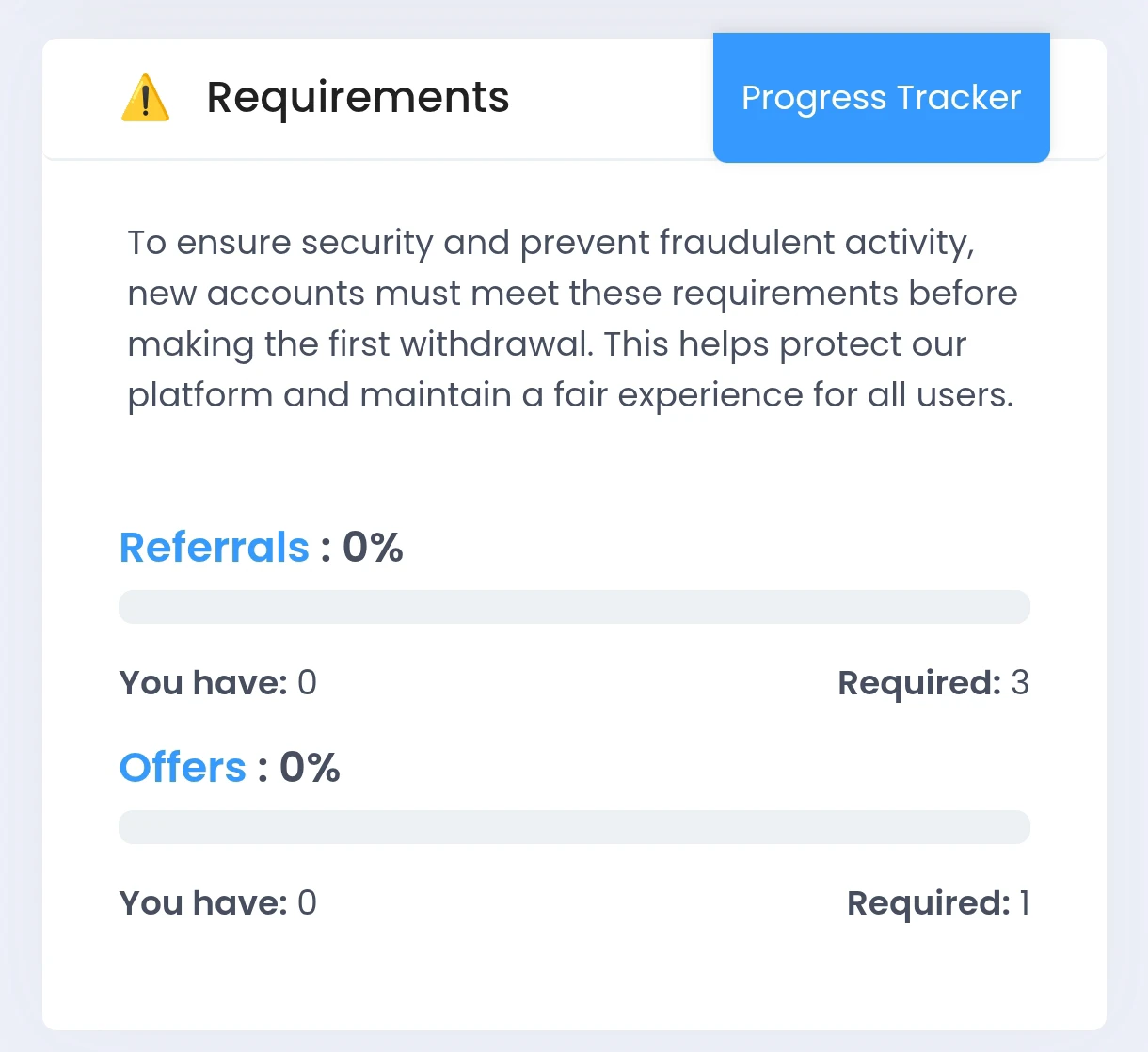 Withdrawal requirements 