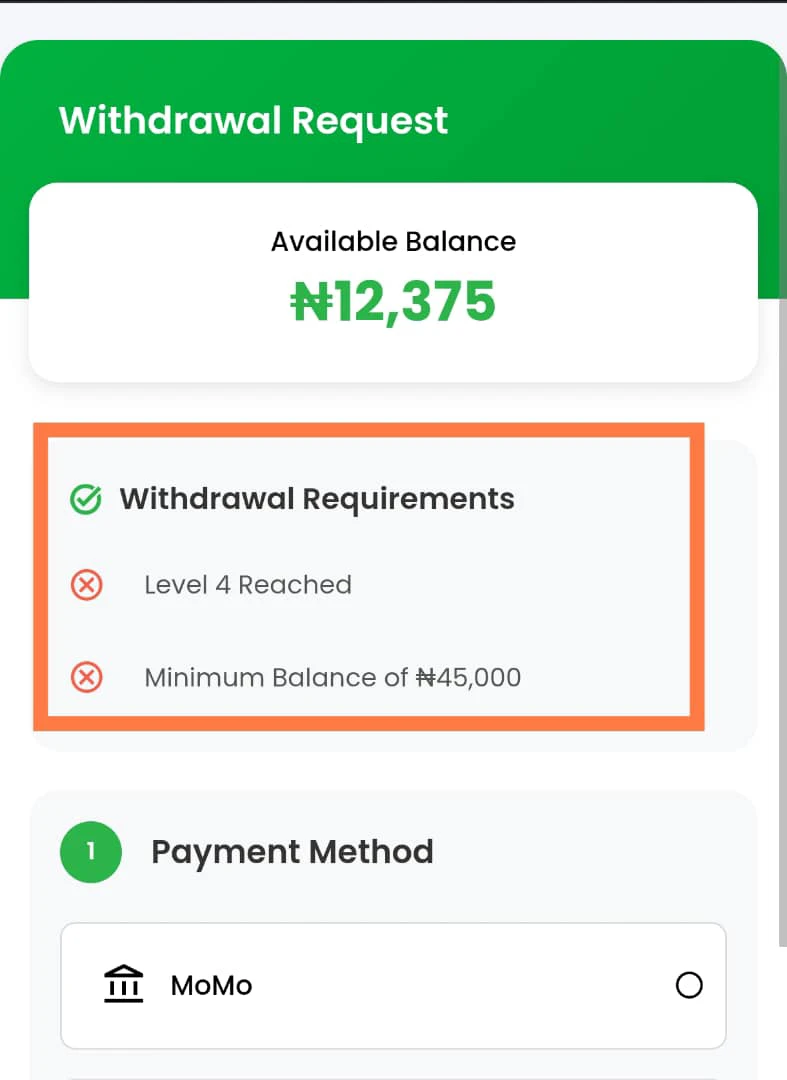 Withdrawal requirements of MoMotube 