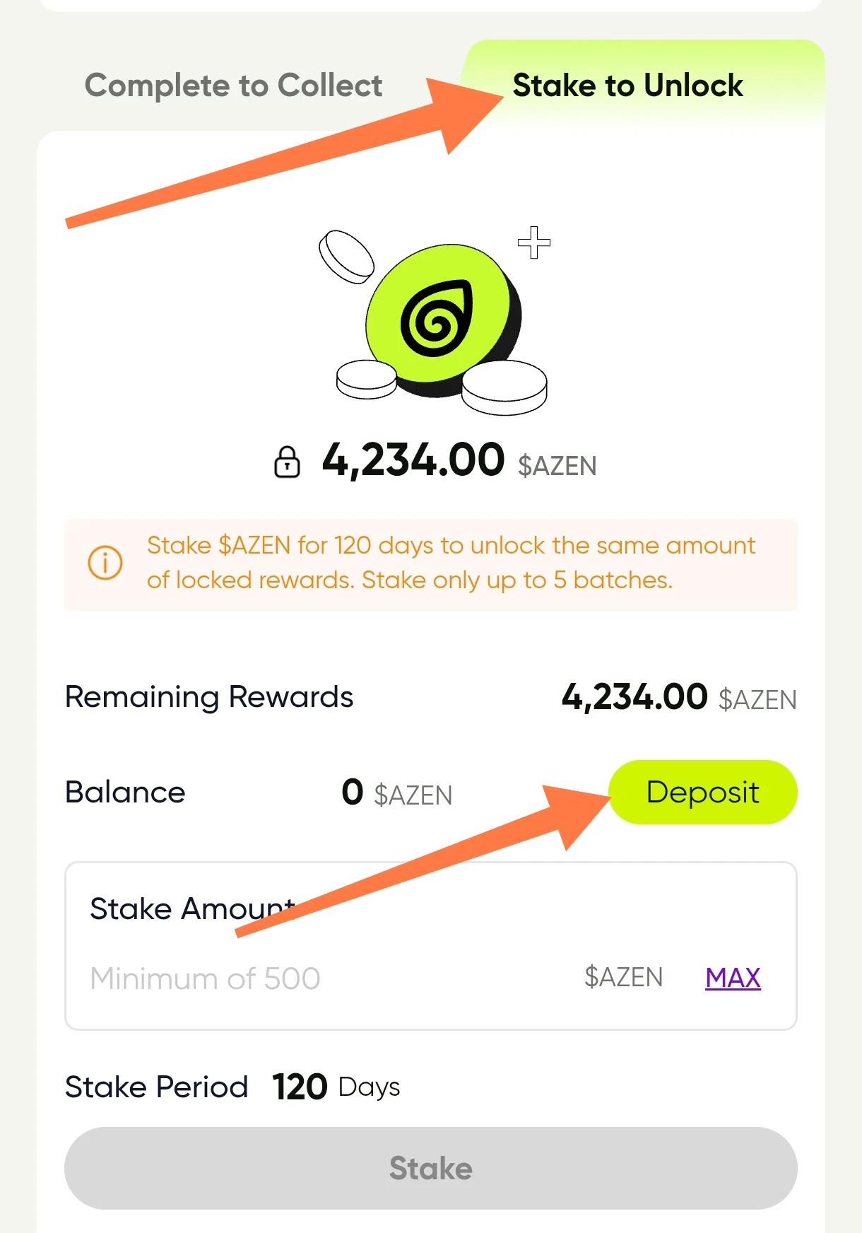 Stake to unlock Azen 