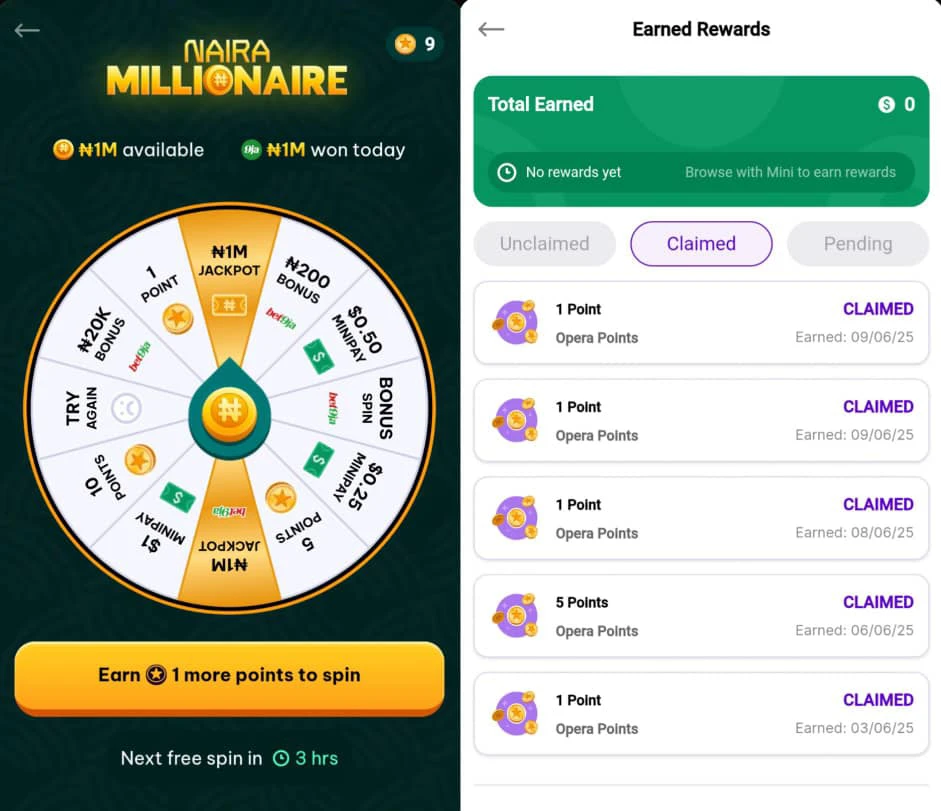 Opera Naira millionaire