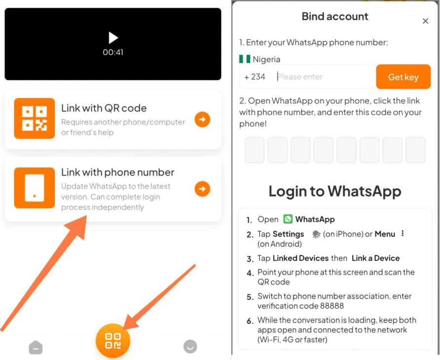 How to connect WhatsApp on letshare 