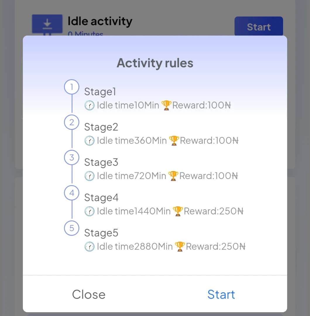 Idle time rewards 