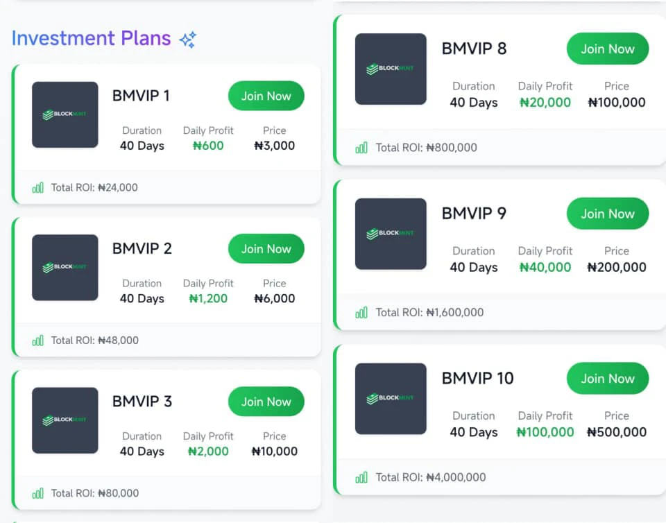 Blockmint investment plans 