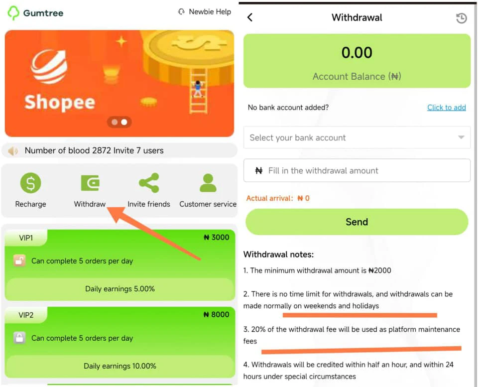 How to withdraw on gtreesn.cc