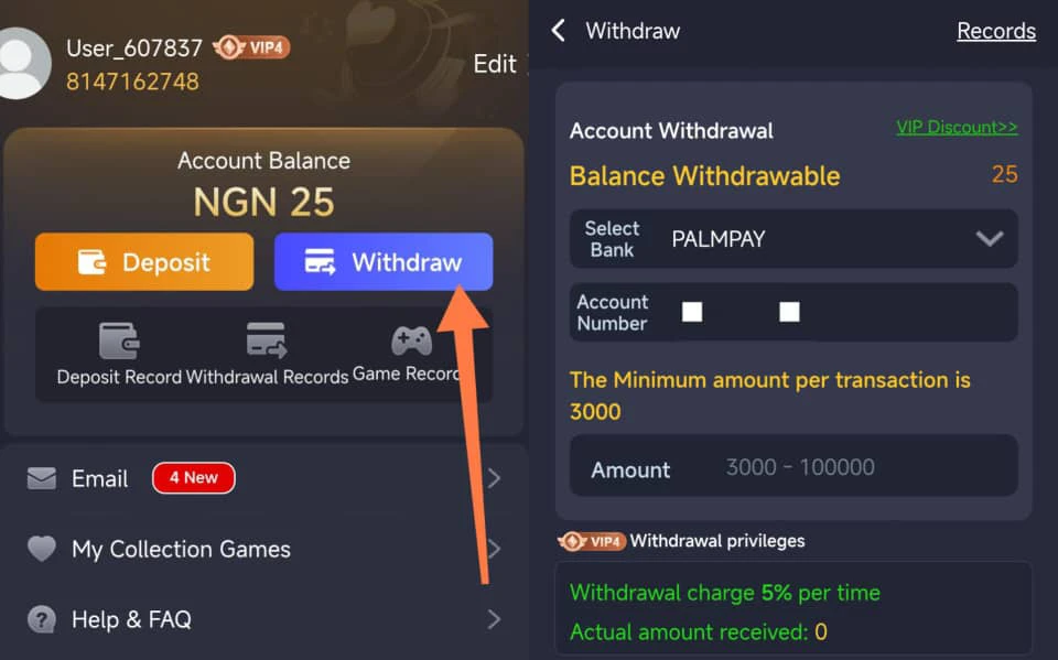 How to withdraw on 999yes.com