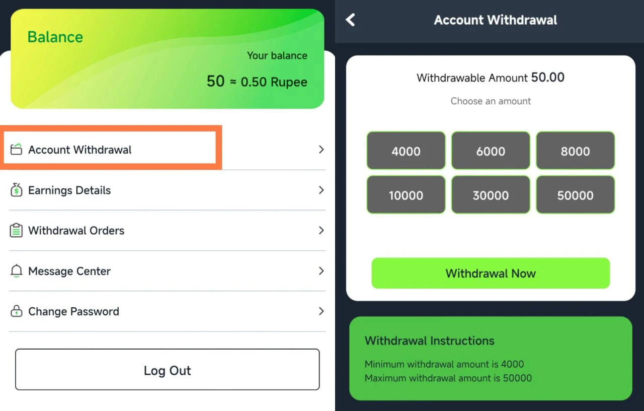 Withdrawal process 