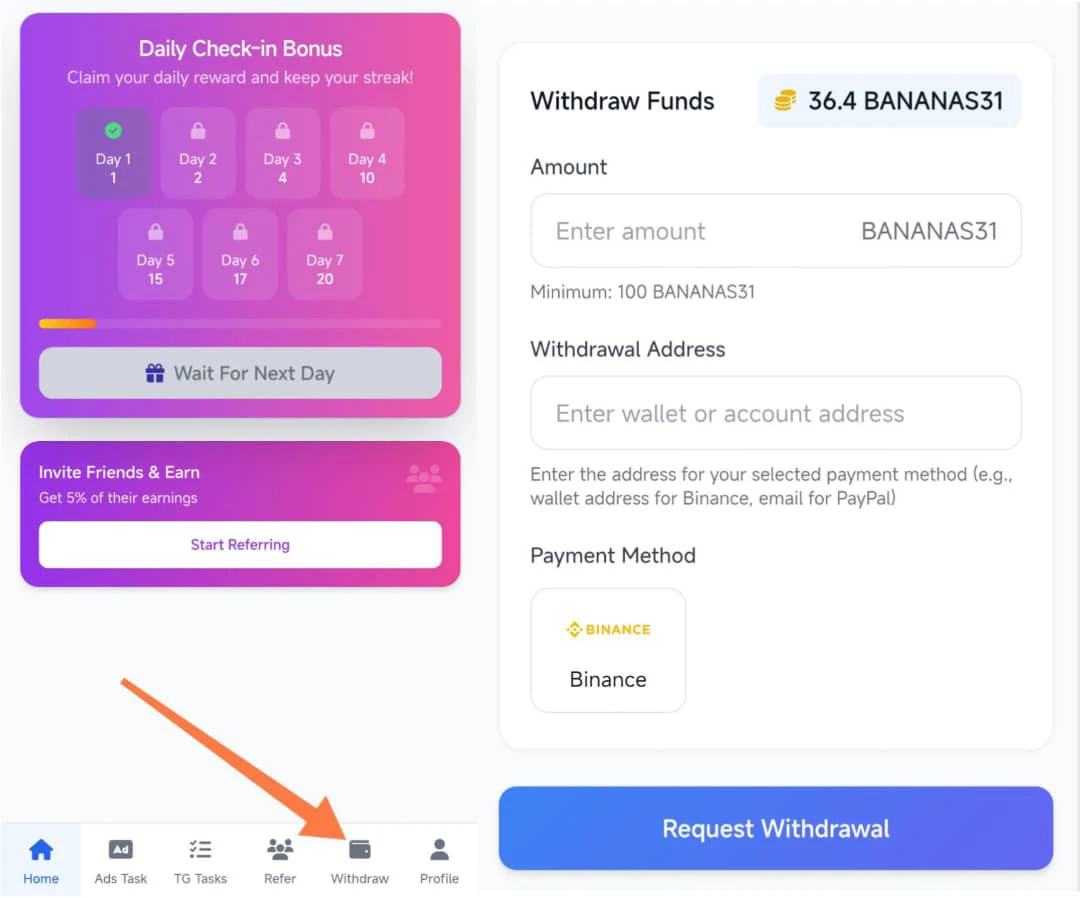 InstaTasker minimum withdrawal 