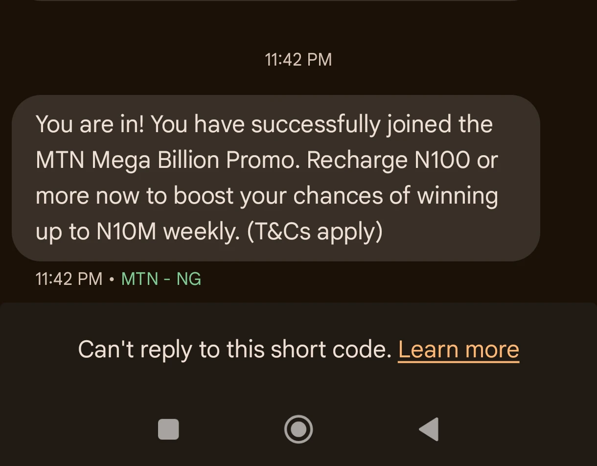 How to join MTN Mega Billion promo
