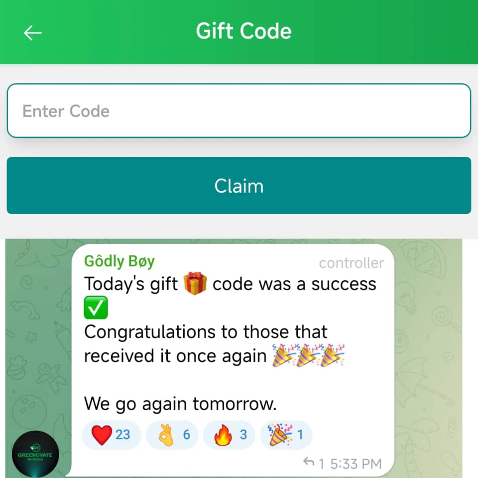 Greenovate gift codes 