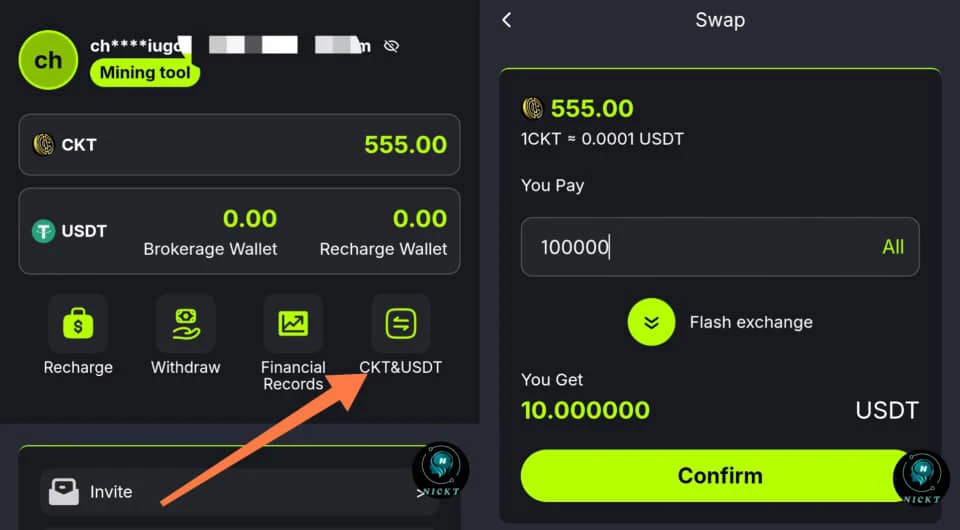How to convert CKT to USDT 