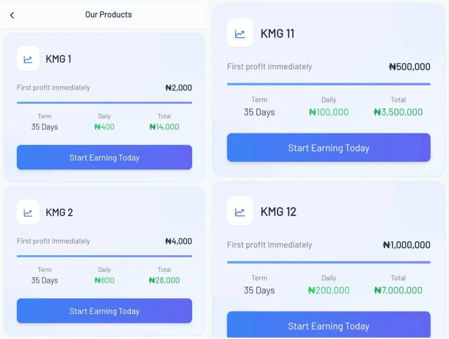 KMG investment products 