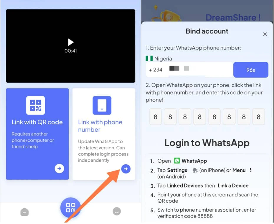 How to connect WhatsApp to premio7.com