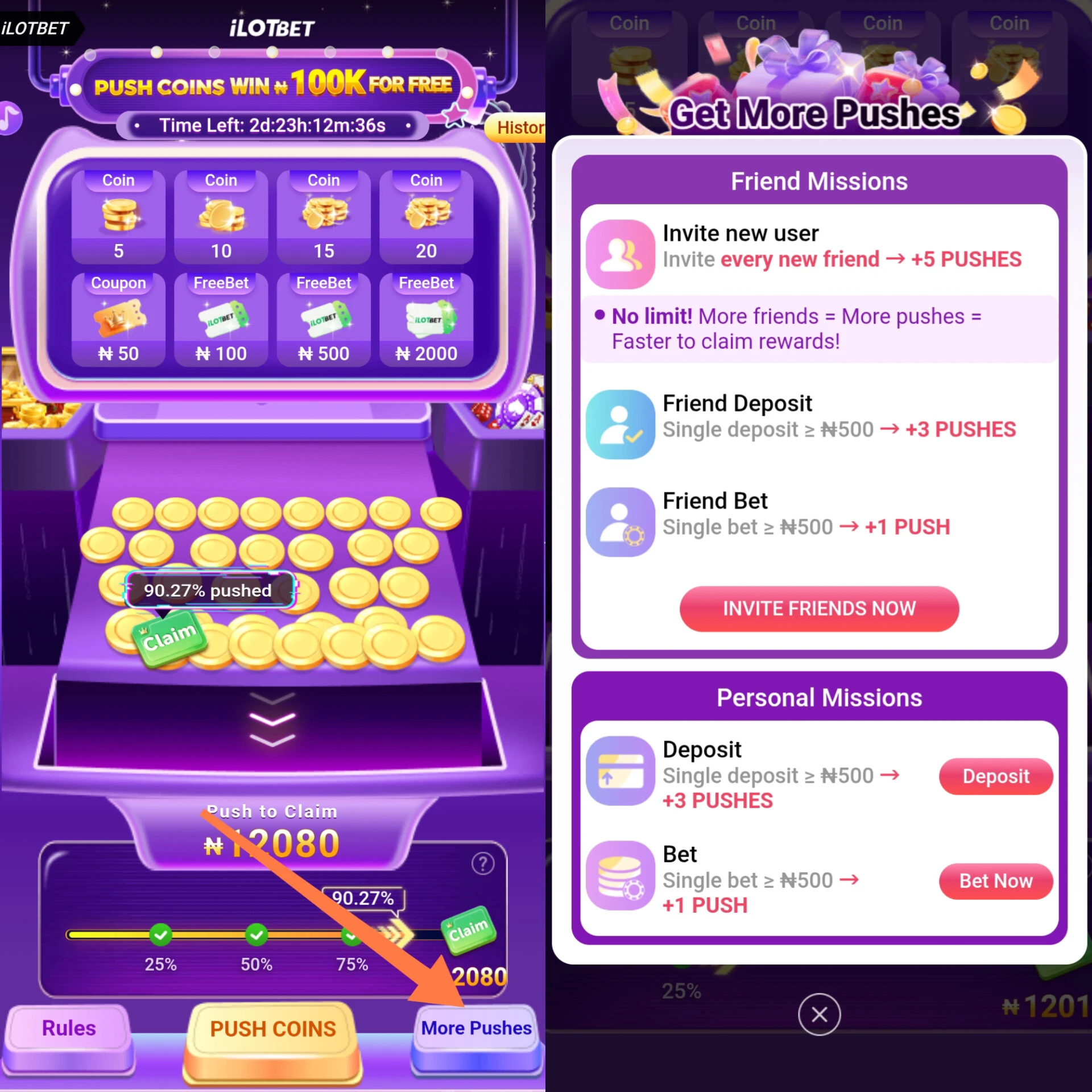 How to get more pushes on iLotBet 