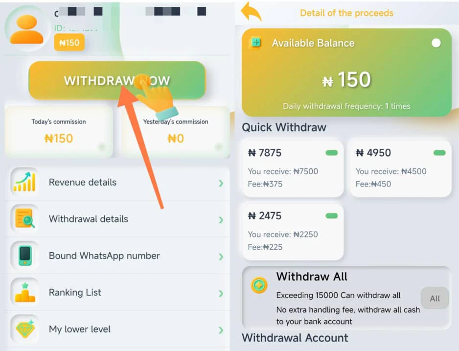 How to withdraw from points.vip
