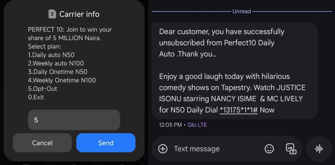 How to cancel glo perfect 10 subscription 