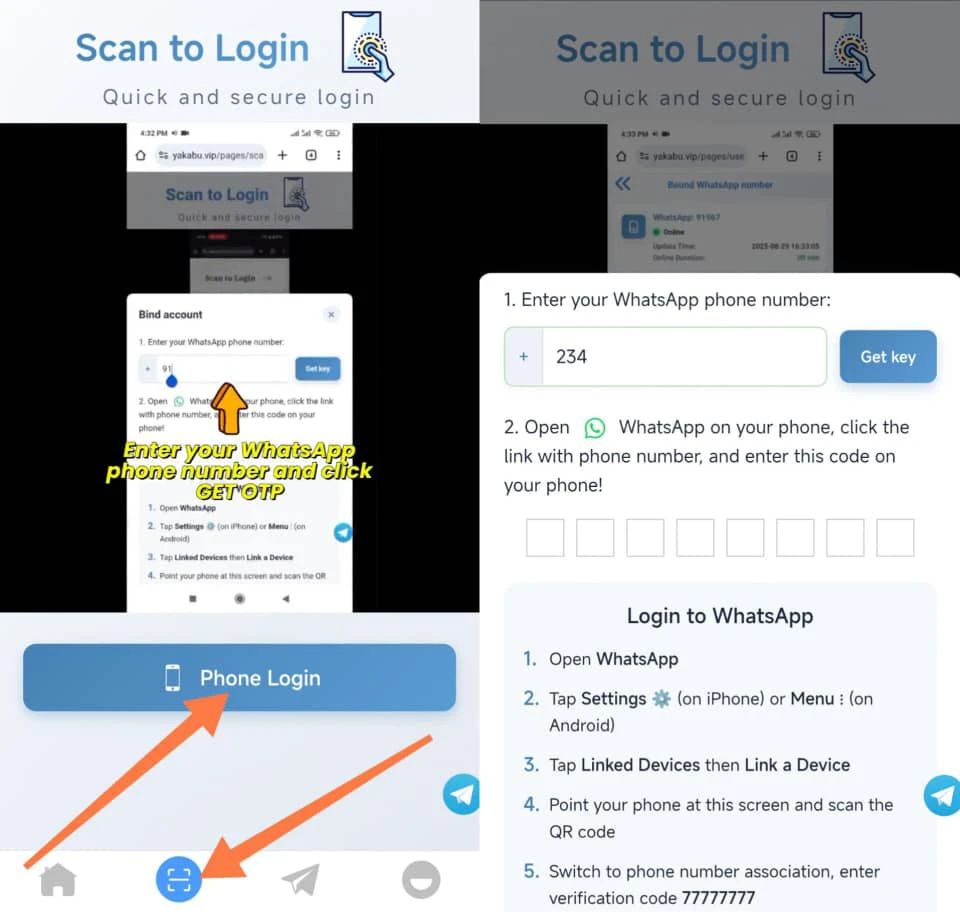 How to link WhatsApp to yakabu.vip