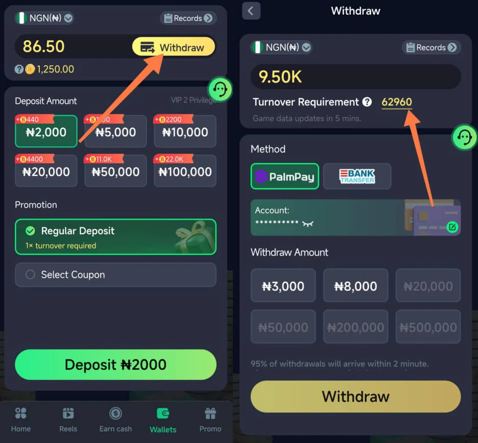 How to withdraw from playtok