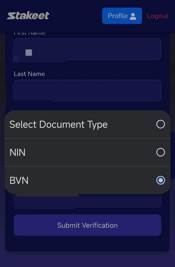 Stakeet KYC Verification 