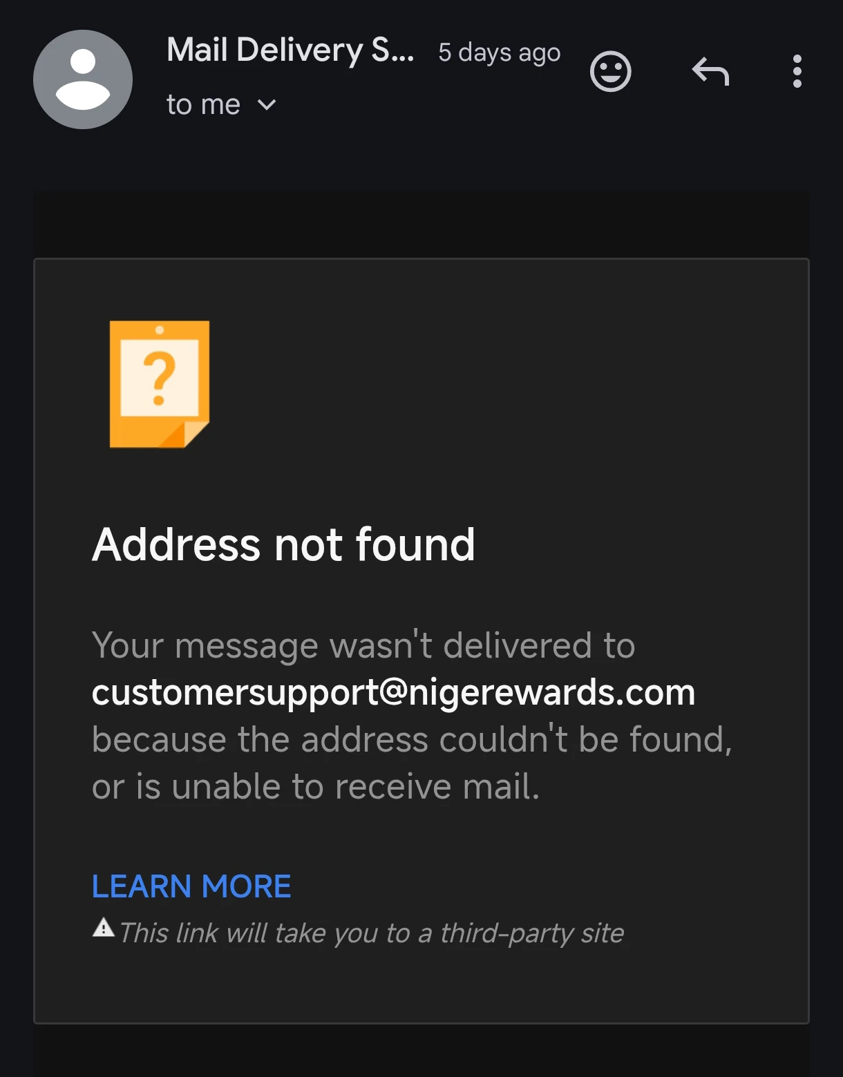 Non-functional contact email 