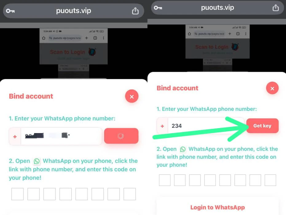 How to connect WhatsApp on puouts.vip