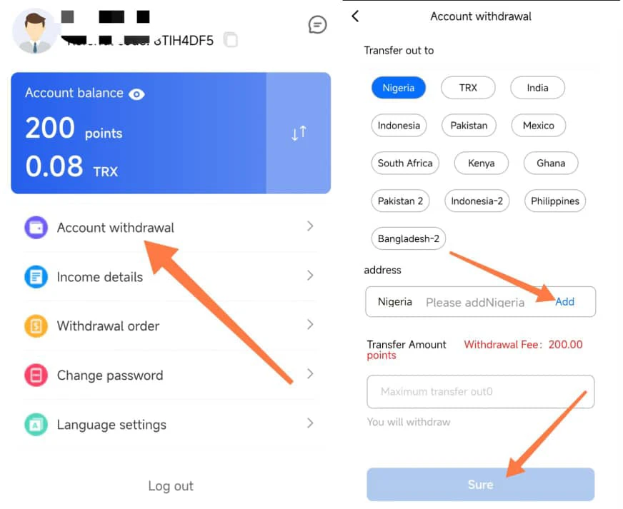 How to withdraw from diy22