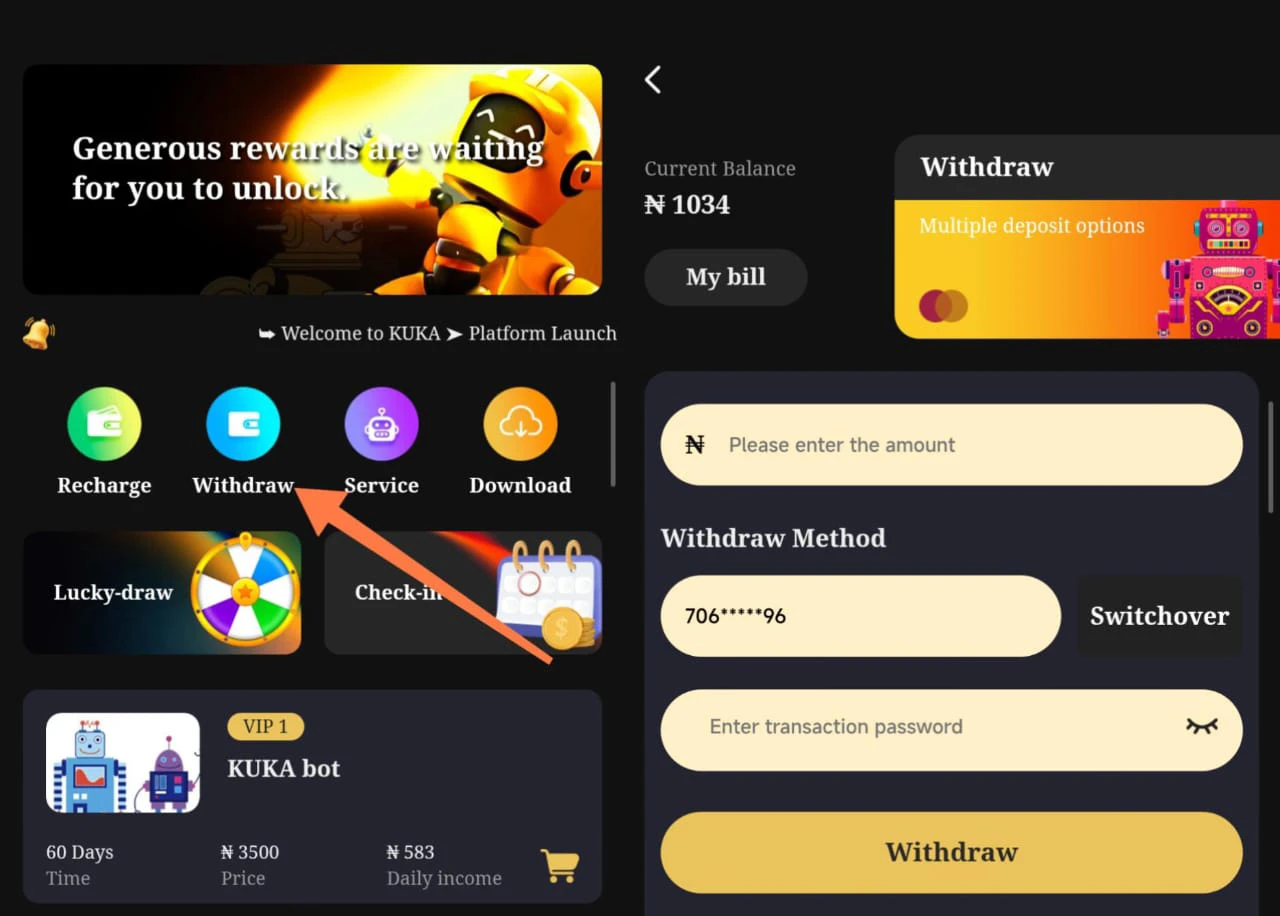 How to withdraw from kukaviptv