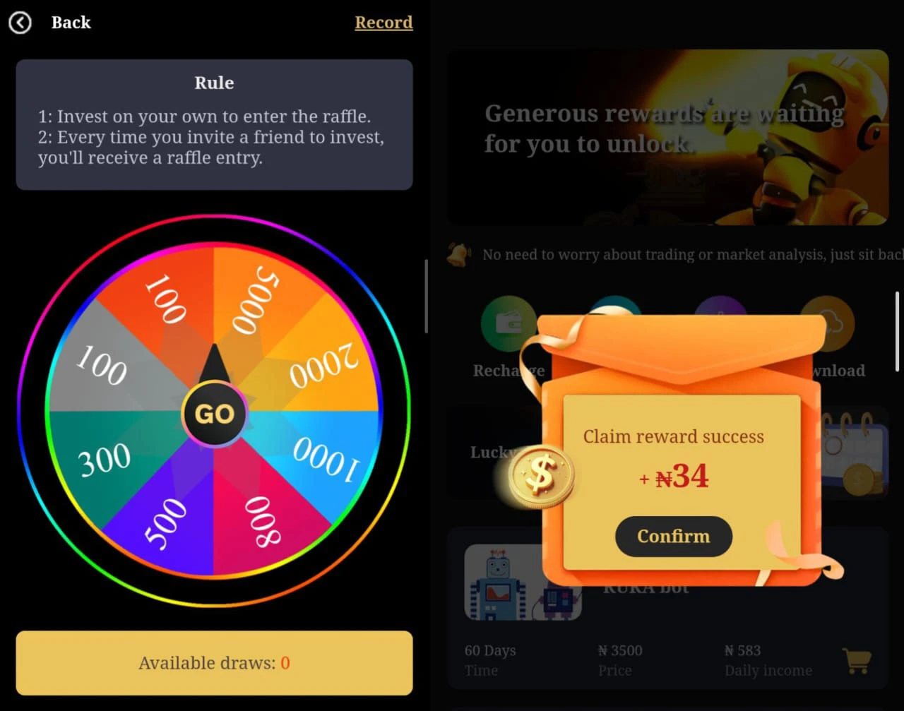 Daily check-in and Lucky-Draw
