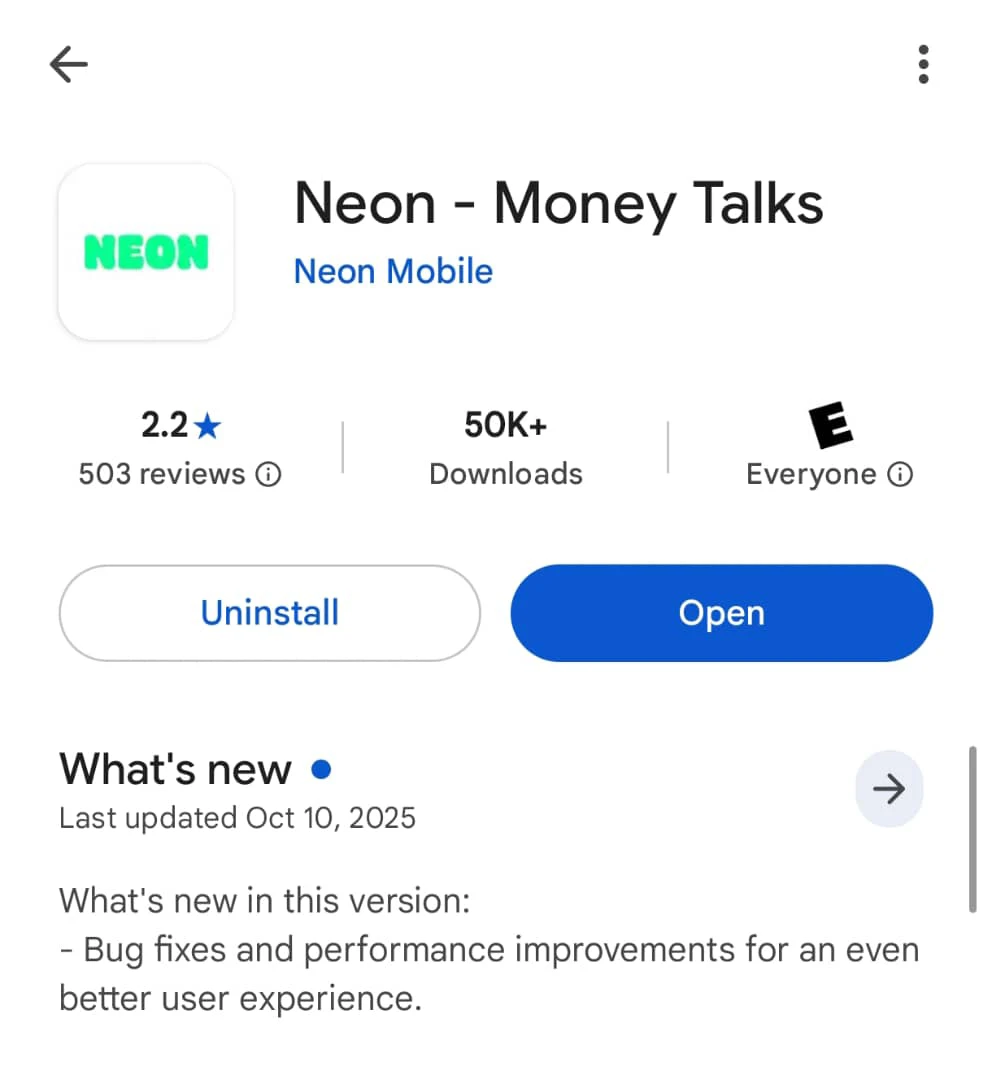 Neon poor rating on Playstore
