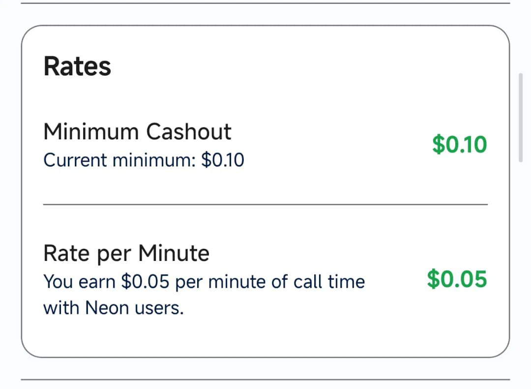 Neon earning rate