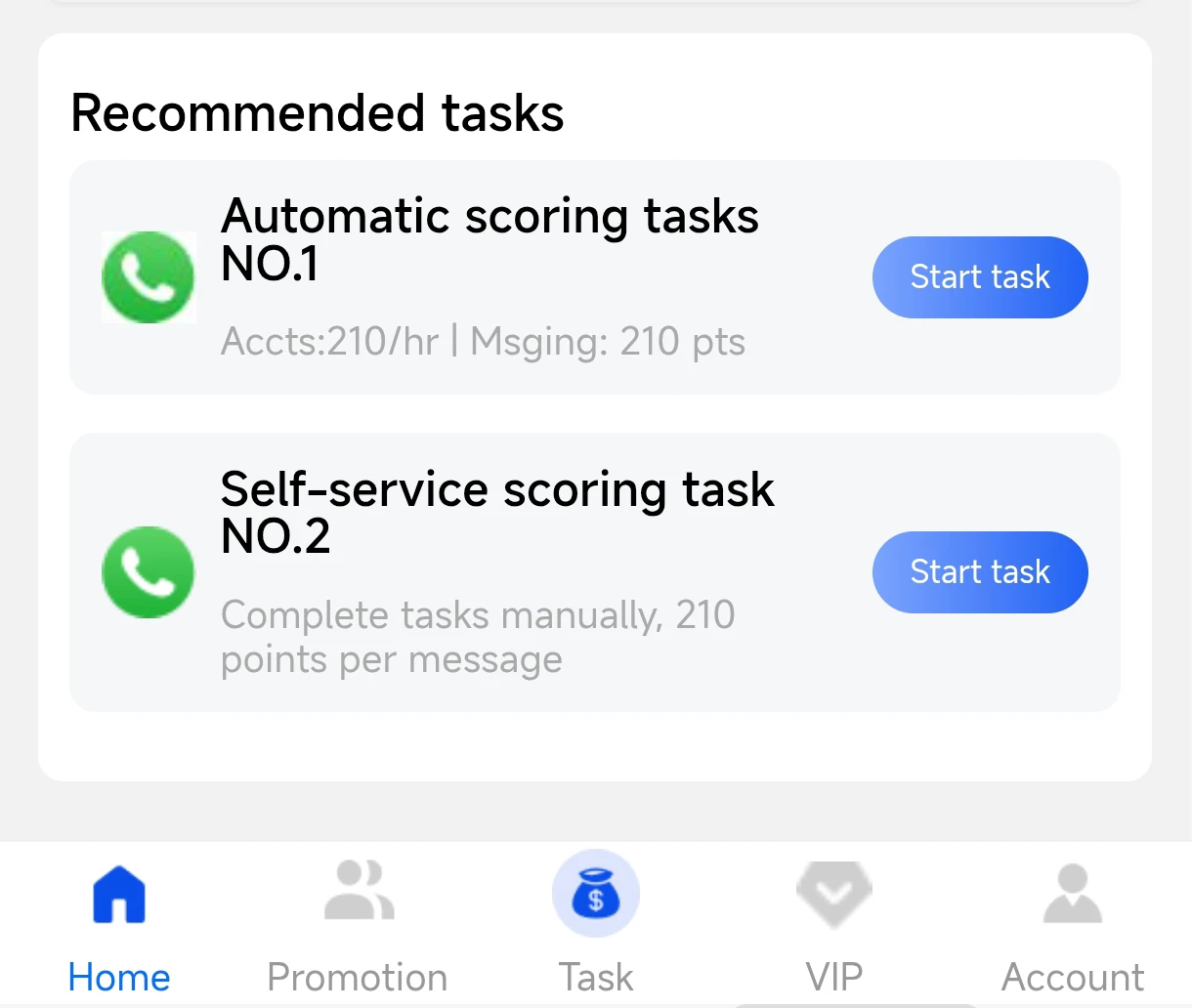 Automatic and Self-service Scoring Tasks 