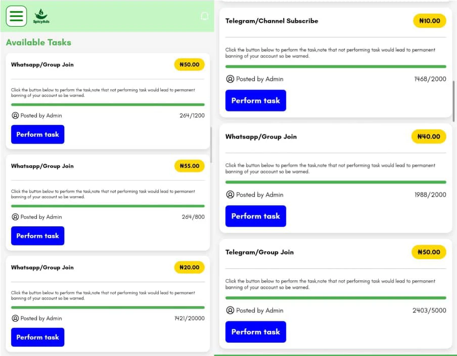 How to complete tasks on SpicyAds 
