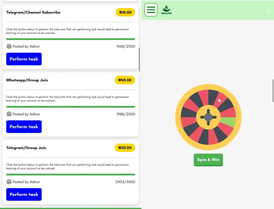 Daily spin on SpicyAds 