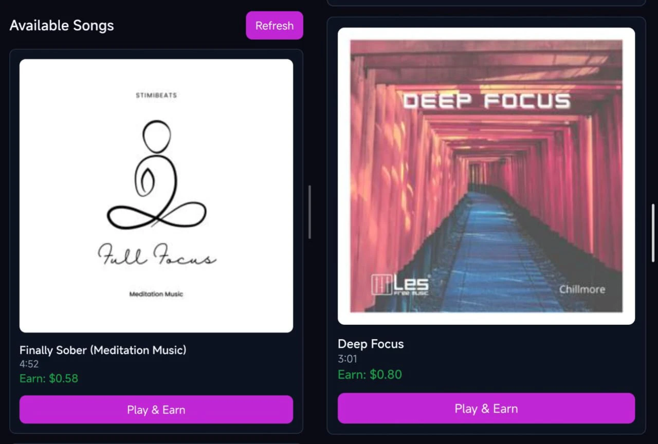 Listen to music and earn 