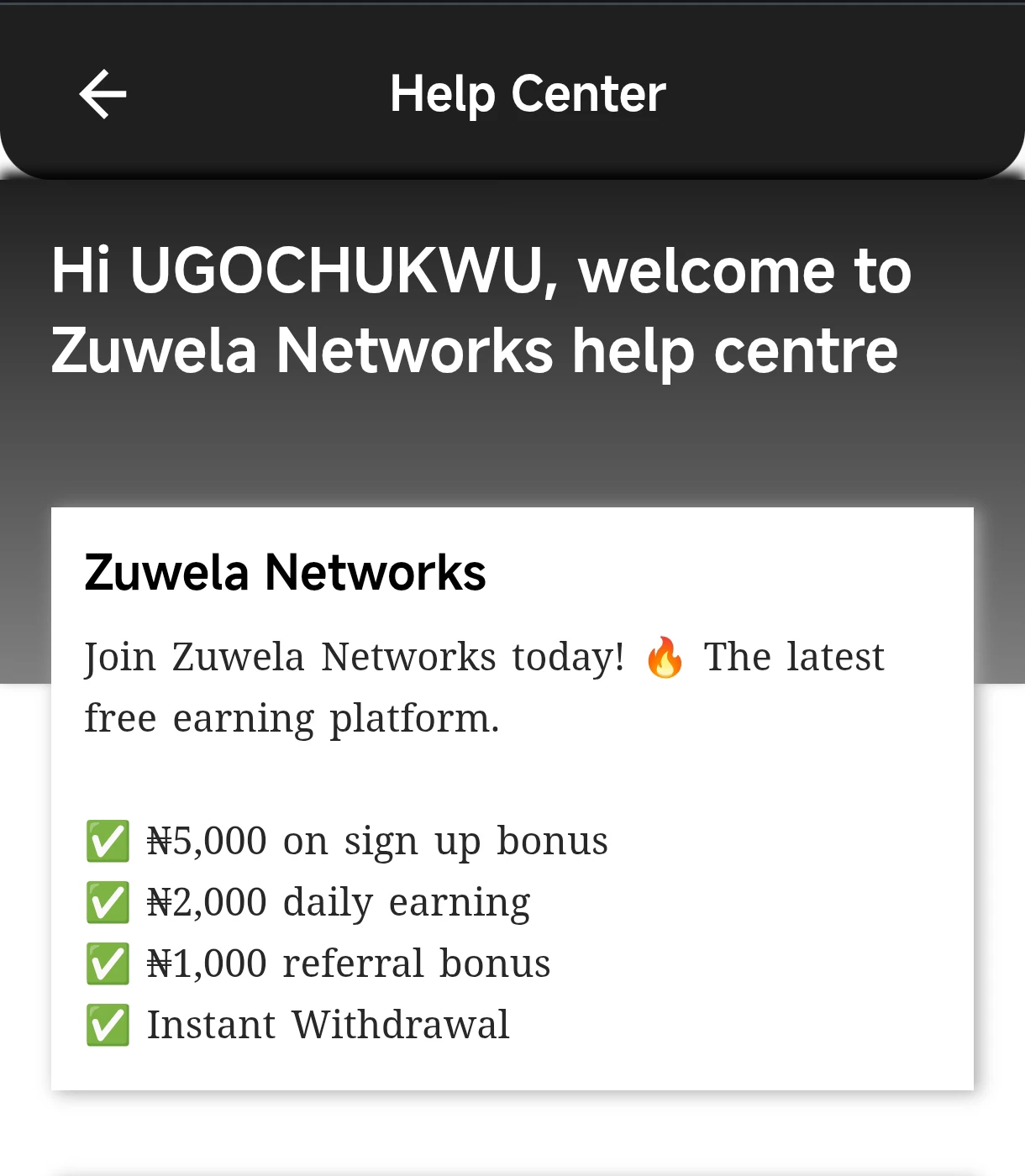 Zuwela help center 